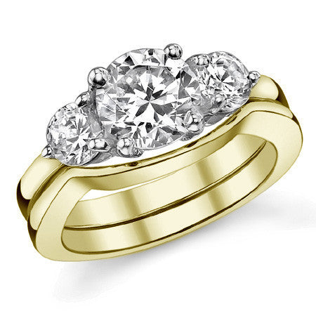 7.5mm/4.5mm Round Brilliant Moissanite 3-Stone Ring (2.2ct)