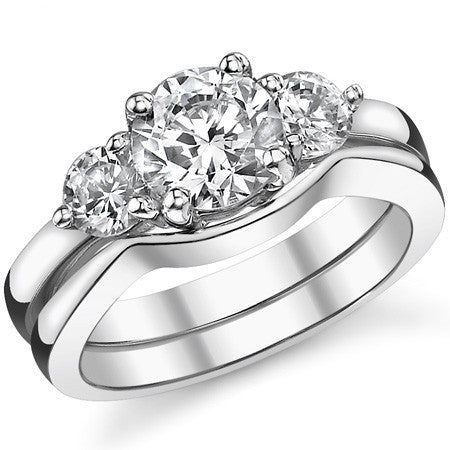 7mm/4mm Round Brilliant Moissanite 3-Stone Ring (1.75ct)