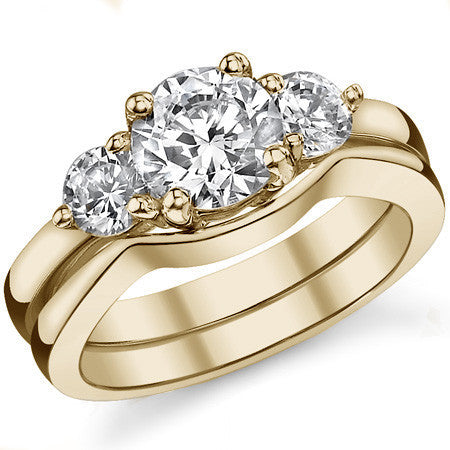 7mm/4mm Round Brilliant Moissanite 3-Stone Ring (1.75ct)