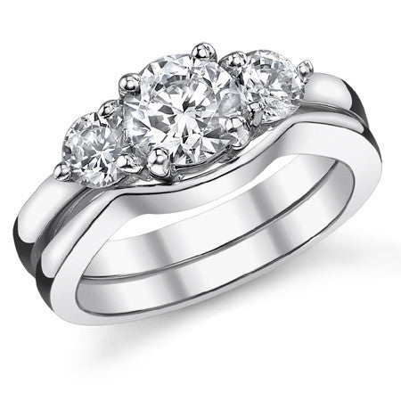 6.5mm/4mm Round Brilliant Moissanite 3-Stone Ring (1.5ct)