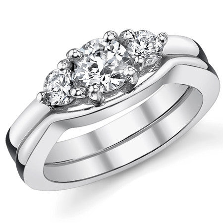 6mm/4mm Round Brilliant Moissanite 3-Stone Ring (1.25ct)