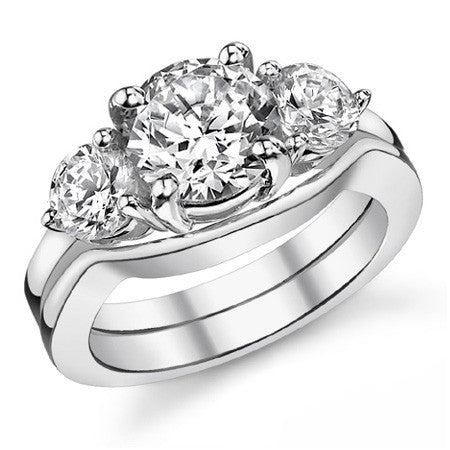 8.5mm/5mm Round Brilliant Moissanite 3-Stone Ring (3.5ct)